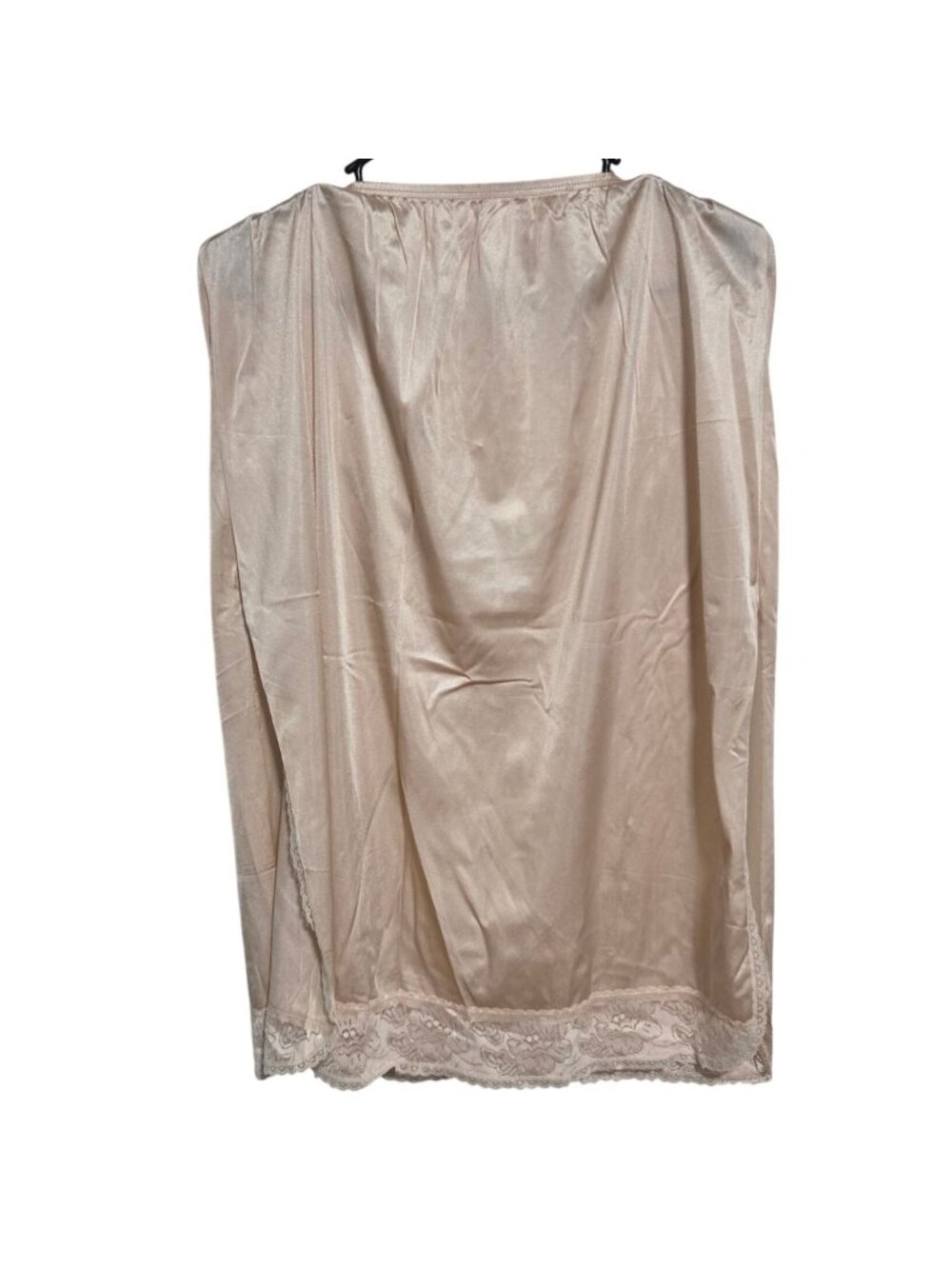 Vintage Vanity Fair Beige Half Slip Size Large Nylon Lace Trim Made In USA